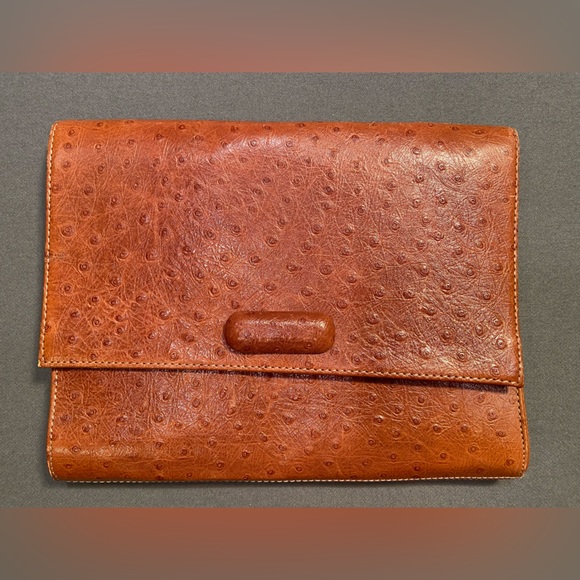Unisa Handbags - Unisa, Ostrich‎ Leather, Envelope Style Clutch, Handbag, Bag